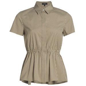 Theory clinched shirt pebble poplin pinstripe short sleeve P (XS) NWT